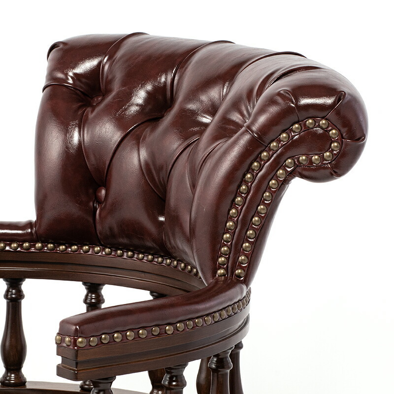チェア イス アンティーク調 キャプテンチェア アームチェア 一人用 英国 椅子 木製 マルーンブラウン 赤茶 合皮 ヴィンセント 9001-5P56B_画像7