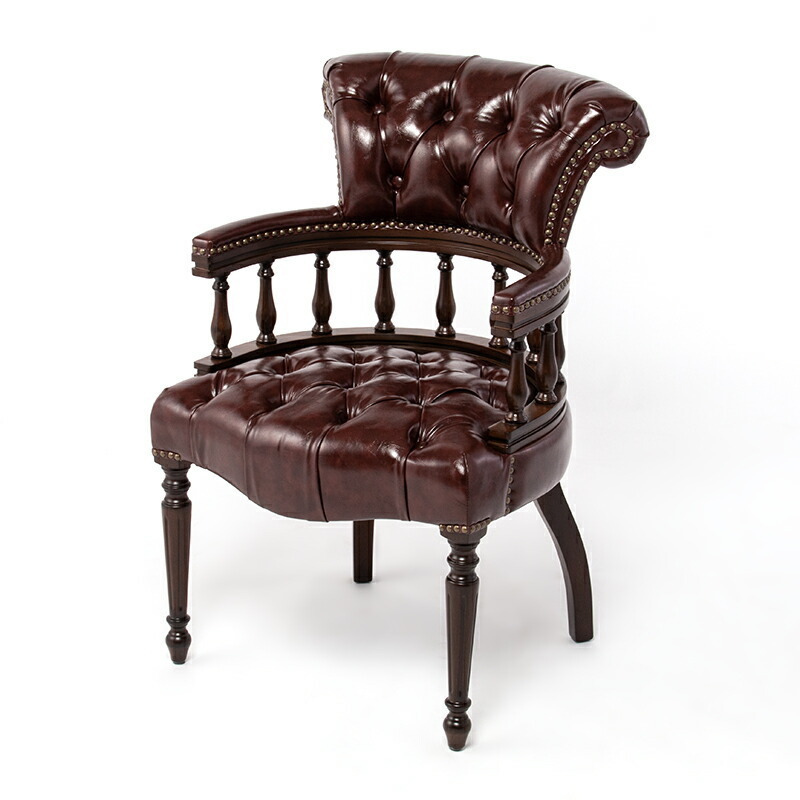 チェア イス アンティーク調 キャプテンチェア アームチェア 一人用 英国 椅子 木製 マルーンブラウン 赤茶 合皮 ヴィンセント 9001-5P56B_画像6