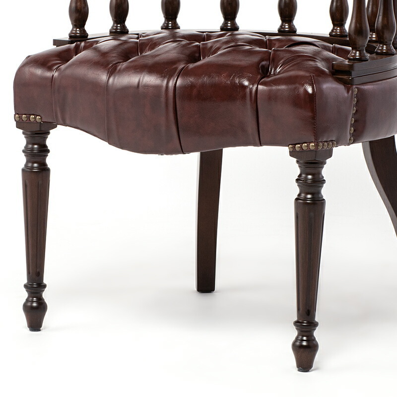 チェア イス アンティーク調 キャプテンチェア アームチェア 一人用 英国 椅子 木製 マルーンブラウン 赤茶 合皮 ヴィンセント 9001-5P56B_画像10