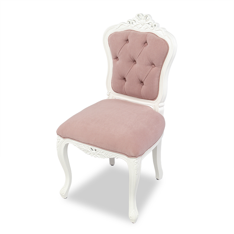 ロココ調家具 イス ダイニングチェア 椅子 いす 1人 1人用 木製 布地 ホワイト×シャーベットピンク 白家具 アンティーク調 6109-18F237B_画像6