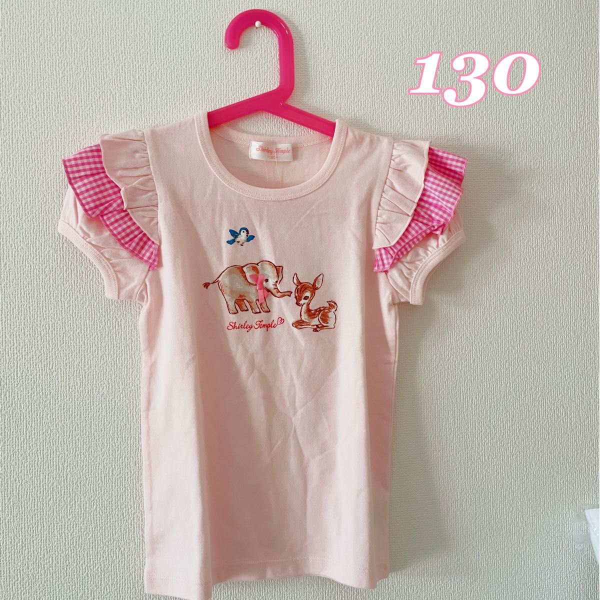 130】シャーリーテンプル 動物プリント 半袖Tシャツ pink｜PayPayフリマ