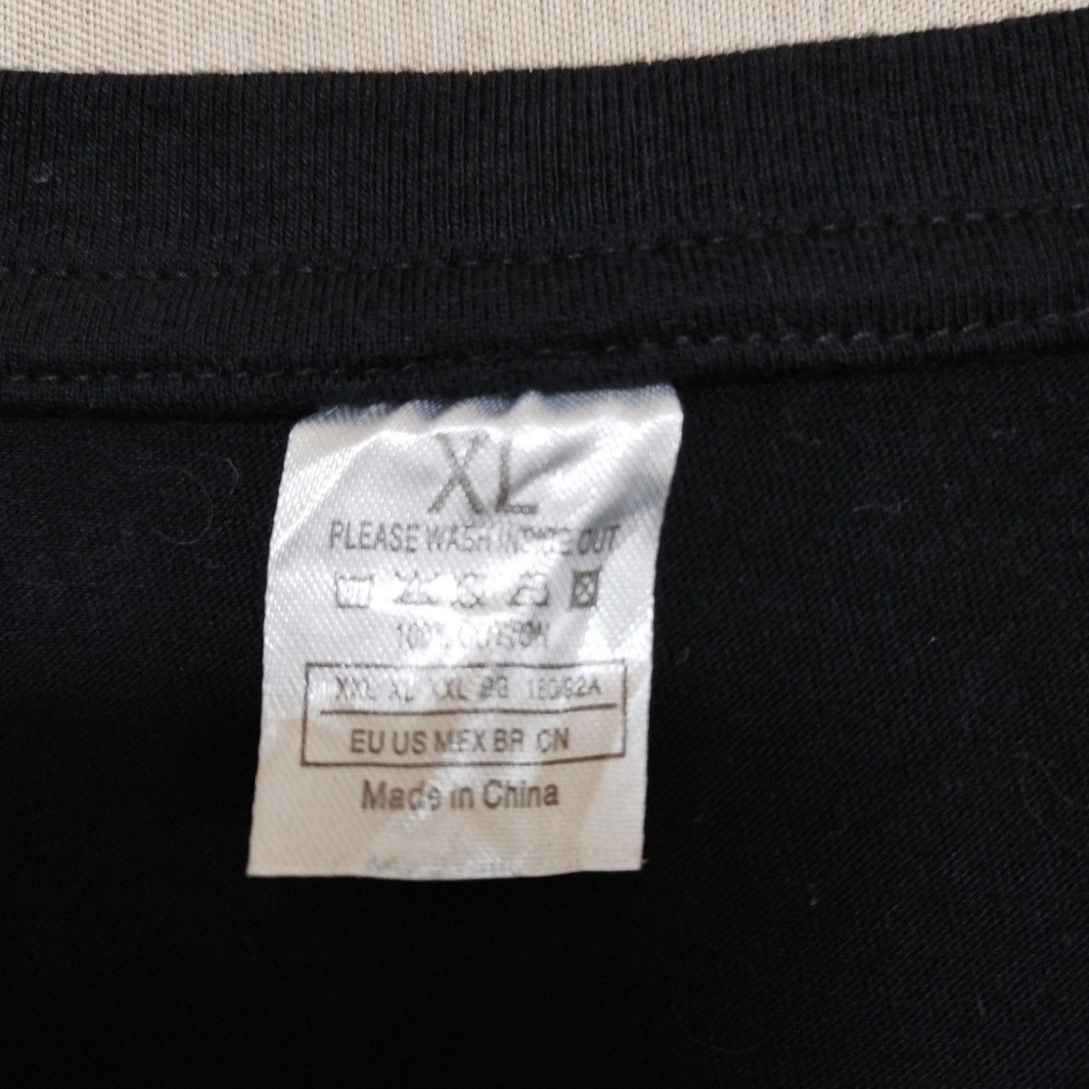 人物アートTシャツtシャツ大判グラフィックプリントUS古着黒XLデザインタトゥー ビッグサイズ