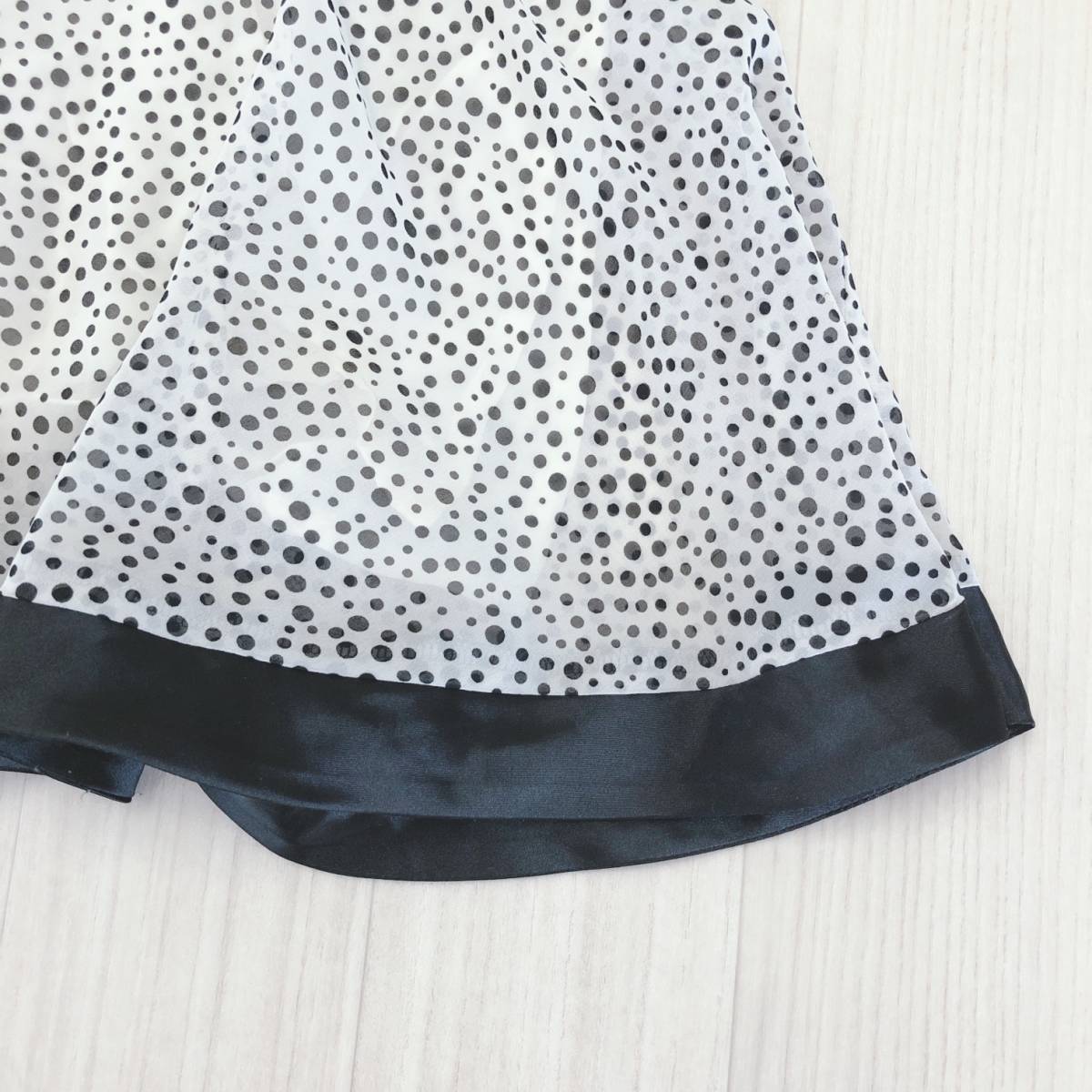 AS0494 INED Ined женский низ русалка юбка колени длина тонкий 7 номер S размер черный чёрный белый точка полька-дот Showa Retro 