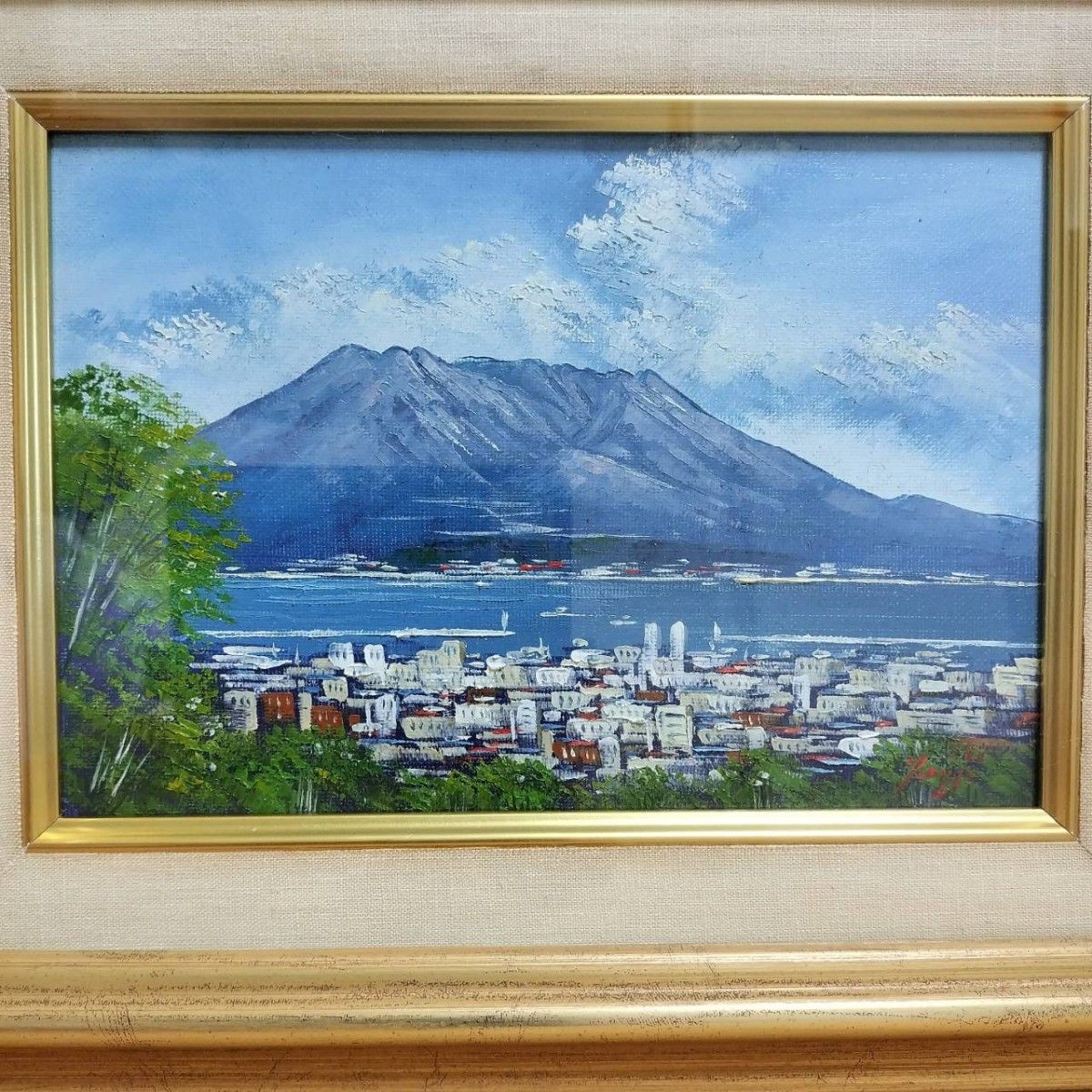 風景画 真作 辻 京子 油絵 桜島と鹿児島市街|Yahoo!フリマ(旧 風景画 真作 辻 京子 油絵 桜島と鹿児島市街|Yahoo!フリマ(旧