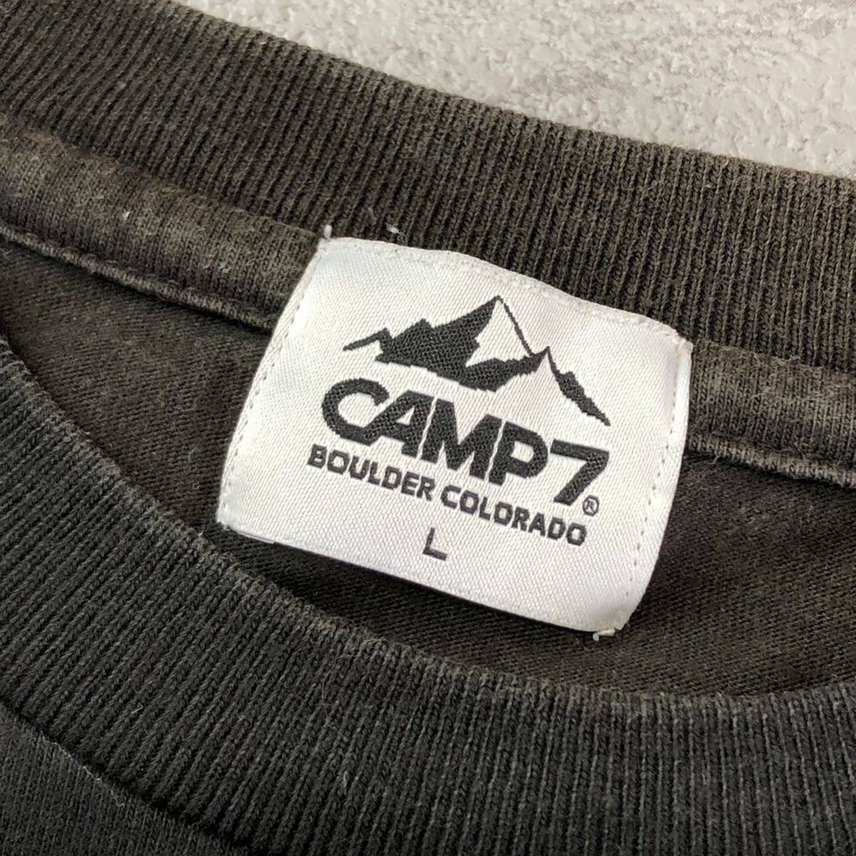 CAMP7 キャンプセブン　刺繍Tシャツ 半袖Tシャツ コットンTシャツ　トップス　カジュアル　古着　ブラック　サイズL_画像7