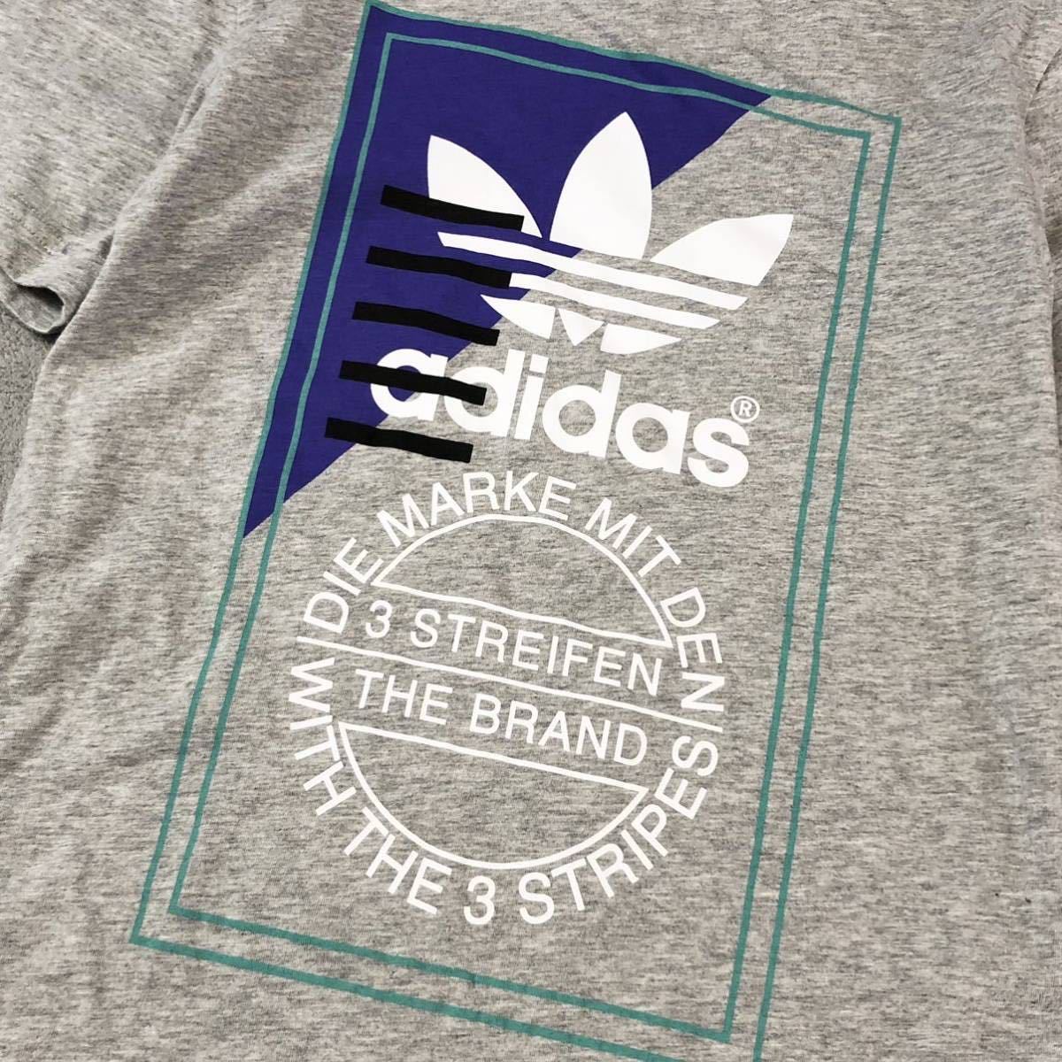 良品　adidas アディダス　トレフォイル　プリントTシャツ　半袖Tシャツ カジュアル　グレー　サイズS_画像4