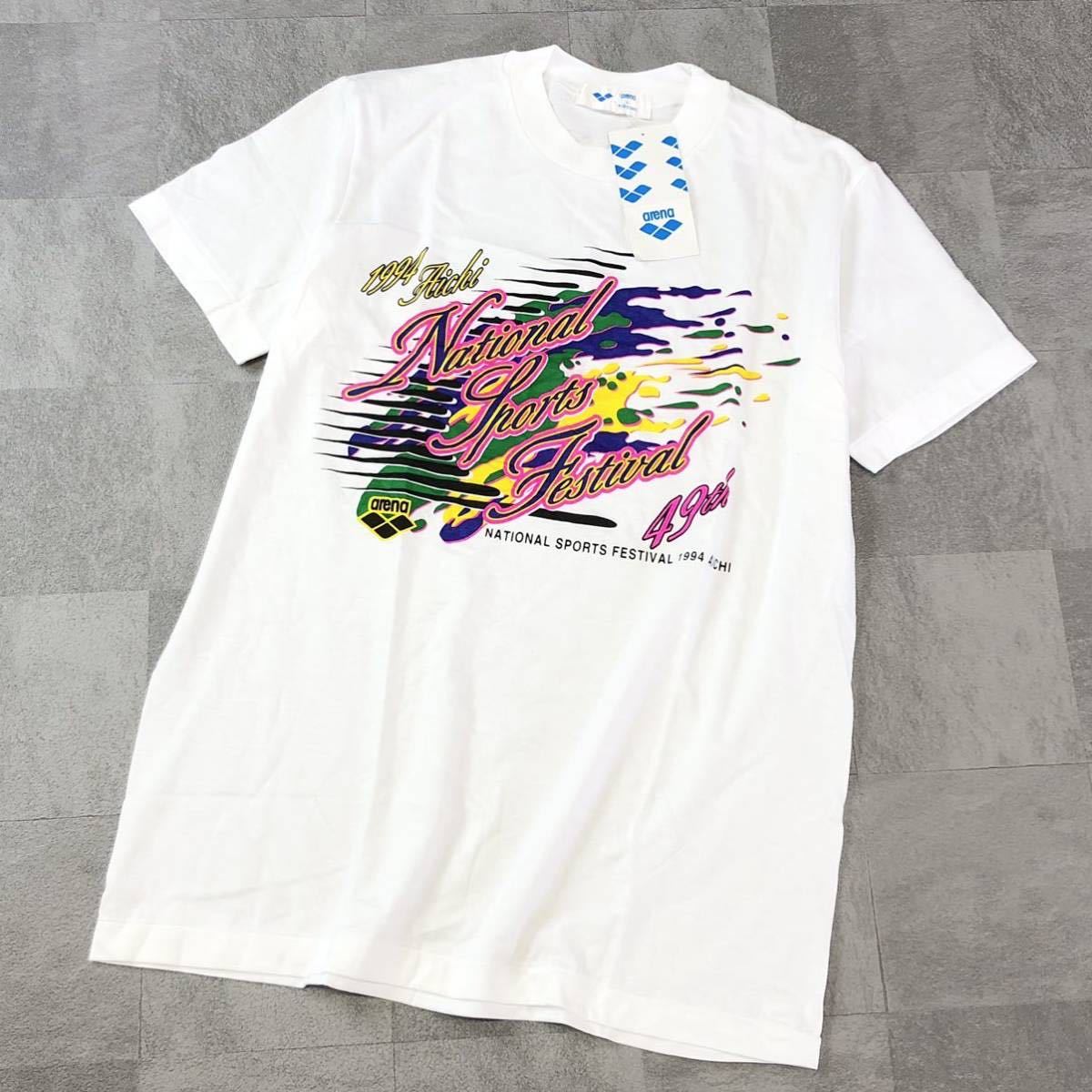 【新品・タグ付】arena by DESCENTE アリーナ　デサント　1994 NATIONAL SPORTS FESTIVAL プリントTシャツ 半袖Tシャツ ホワイト　サイズL_画像1