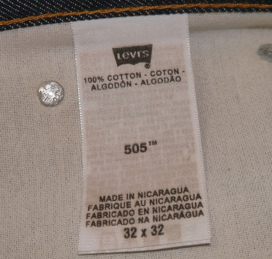 リーバイス2012年製505未使用デッドストックW32ビンテージ古着ニカラグア製502赤耳無し501xx501zxx66ビッグE Big-EリジッドRIGIDリジット_画像7