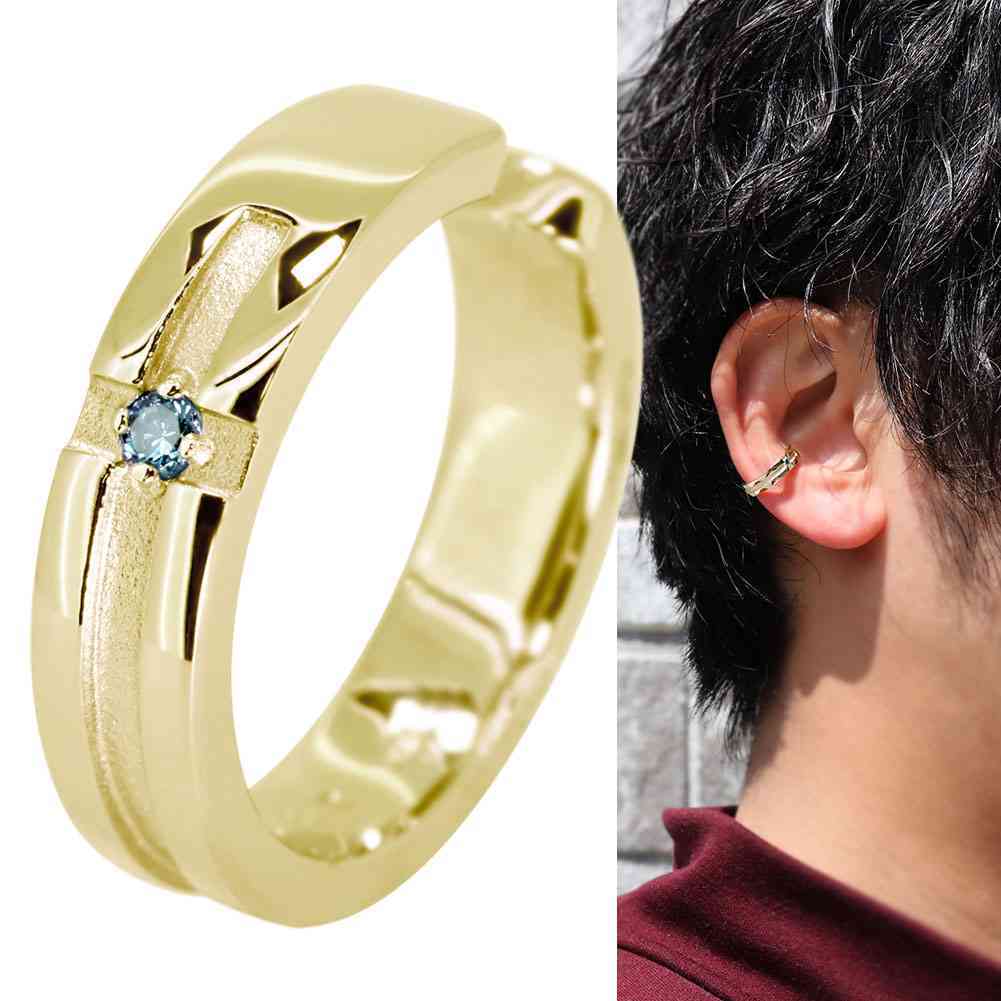 イヤーカフ メンズ 片耳用 18金 ゴールド クロスモチーフ 18k イヤカフ かっこいい 男性_画像1