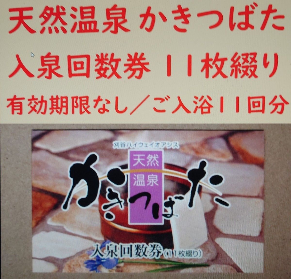 愛知県刈谷 天然温泉かきつばた 入泉回数券11枚綴りを1冊/有効期限