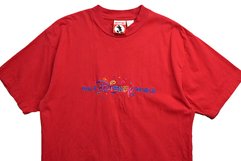 【XLサイズ】 90S ヴィンテージ ウォルトディズニーワールド 刺繍プリント ロゴ Tシャツ メンズXL Disney 大きいサイズ 古着 BA3717_画像3