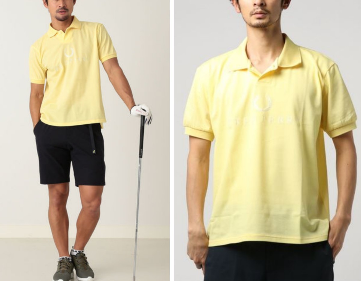 BEAMS GOLF x FRED PERRY メンズxs ビームスゴルフ 別注フレッドペリー 半袖 BIG ポロシャツ イエロー 日本製 正規品 20SS