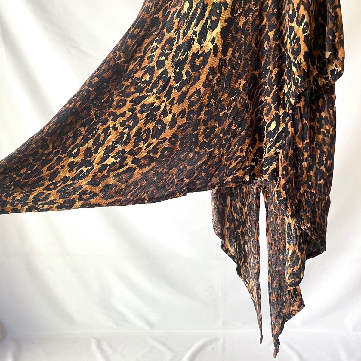 vintage レオパード　ヒョウ柄　レーヨン　ビッグサイズ　トップスGAZAPATI leopard rayon big tops ヴィンテージ　古着_画像4