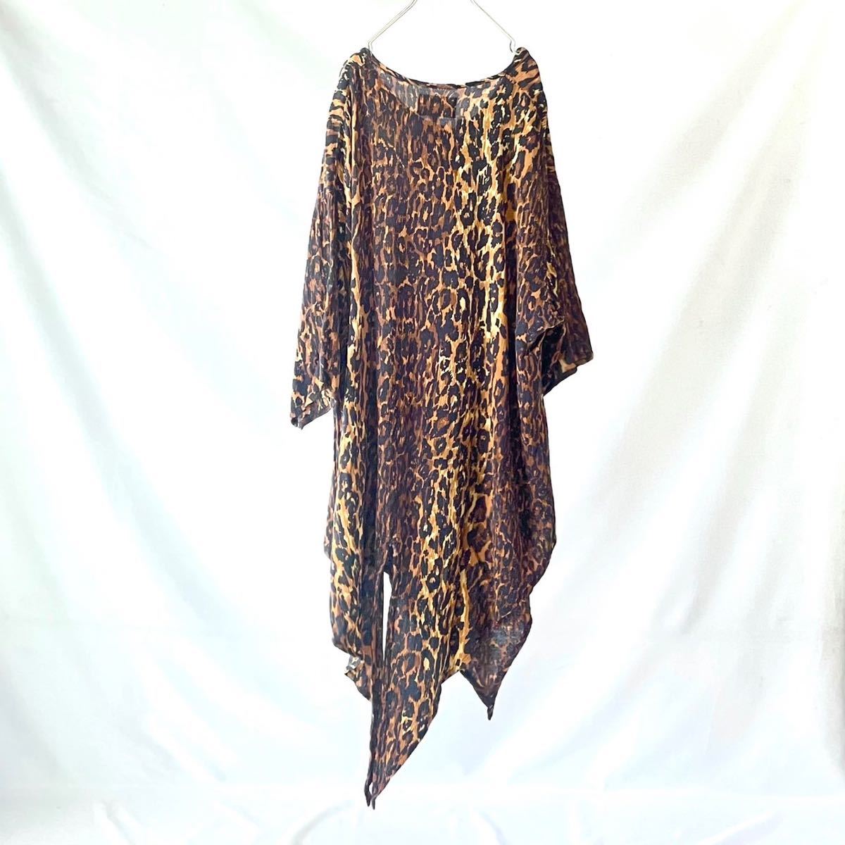 vintage レオパード　ヒョウ柄　レーヨン　ビッグサイズ　トップスGAZAPATI leopard rayon big tops ヴィンテージ　古着_画像2