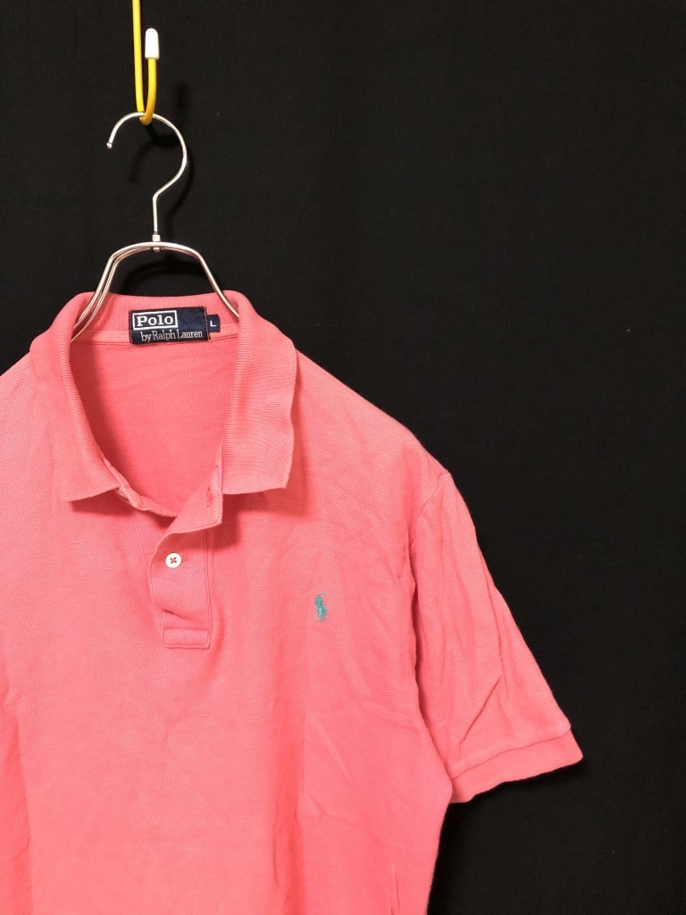 ◆Polo by Ralph Lauren ポロ ラルフローレン 半袖ポロシャツ L ピンク _画像3