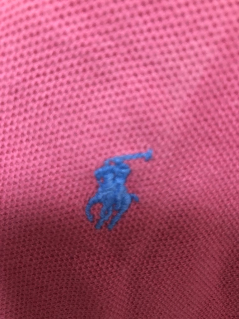 ◆Polo by Ralph Lauren ポロ ラルフローレン 半袖ポロシャツ M ピンク　鹿の子　胸ロゴ_画像4
