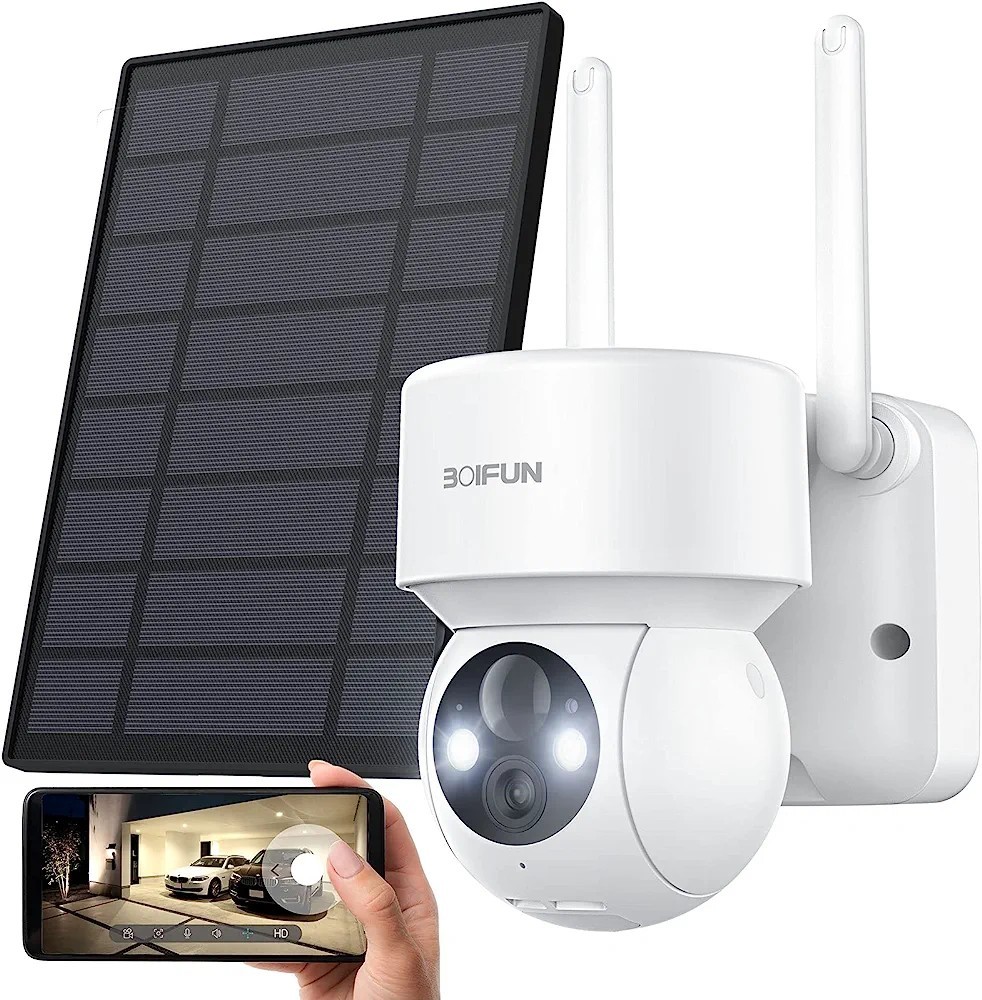 [ new goods ]BOIFUN security camera outdoors solar wireless / WIFI nighttime color photographing bread 355° tilt 120° 360° wide-angle photographing monitoring camera outdoors no.599