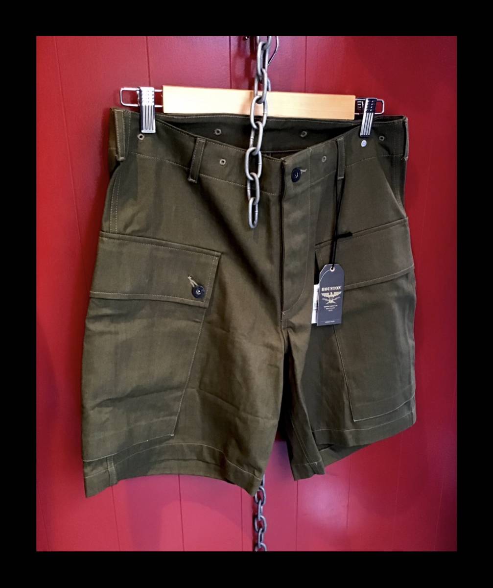 HOUSTON★新品★10036【30size】緑★カーゴ★モンキー★ショートパンツ★ミリタリー★海兵隊★アメリカ村★アメリカンロングリバー55