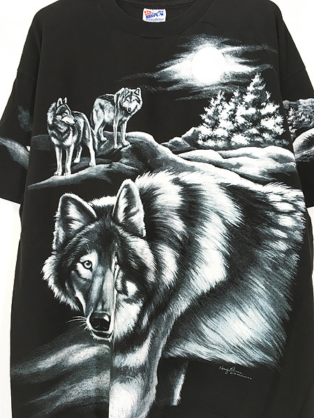 ポイント10倍】 Harlequin USA製 90s 古着 オオカミ 古着 XL Tシャツ