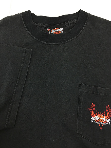 古着 00s HARLEY DAVIDSON ファイヤー ウィング ポケット Tシャツ ポケT XL 古着_画像5