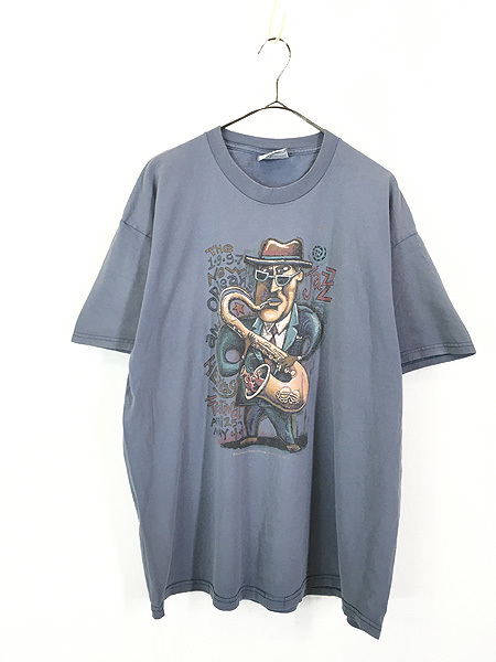 古着 90s USA製 サックス ジャズ ミュージック フェス ポップ アート Tシャツ XL 古着