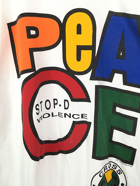 古着 90s USA製 CROSS COLOURS 「PEACE」 カルチャー Tシャツ XXL 古着_画像2