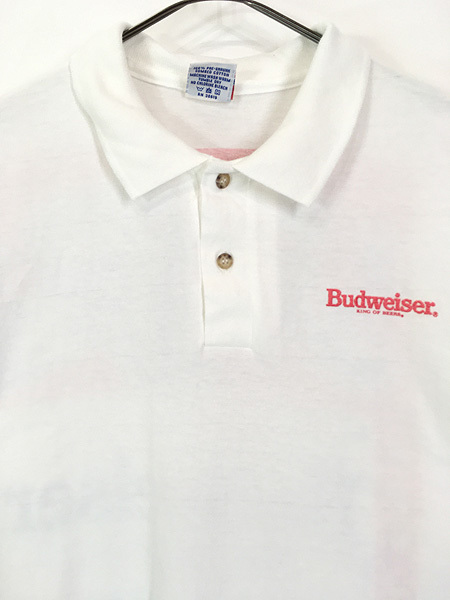 古着 90s USA製 Budweiser バドワイザー ビール 企業 ロゴ ポロシャツ XL 古着_画像3