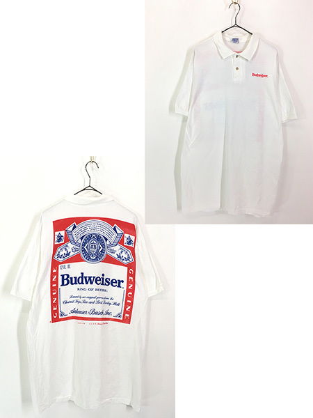 古着 90s USA製 Budweiser バドワイザー ビール 企業 ロゴ ポロシャツ XL 古着_画像1