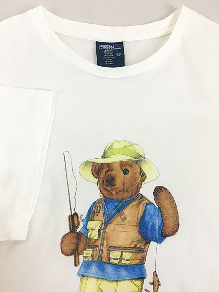 古着 90s Polo Ralph Lauren 「POLO BEAR」 釣り アウトドア ポロベア Tシャツ L 古着_画像4