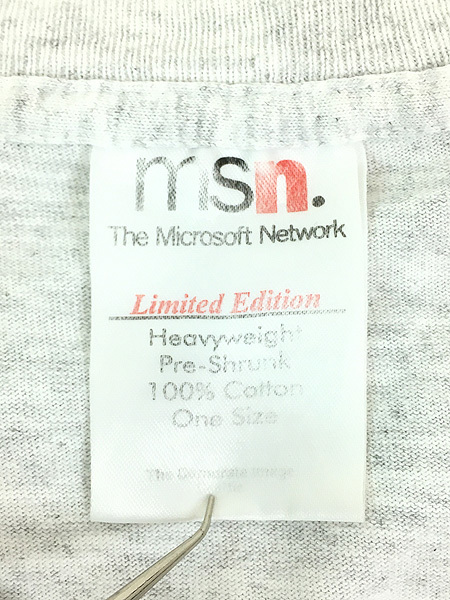古着 90s USA製 Microsoft Network アリ モノクロ アート ソフトウェア Tシャツ XL位 古着_画像7