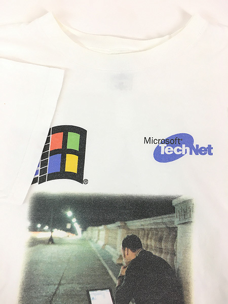 古着 90-00s Microsoft TechNet マイクロソフト ソフトウェア フォト メッセージ プロモ Tシャツ L 古着_画像4