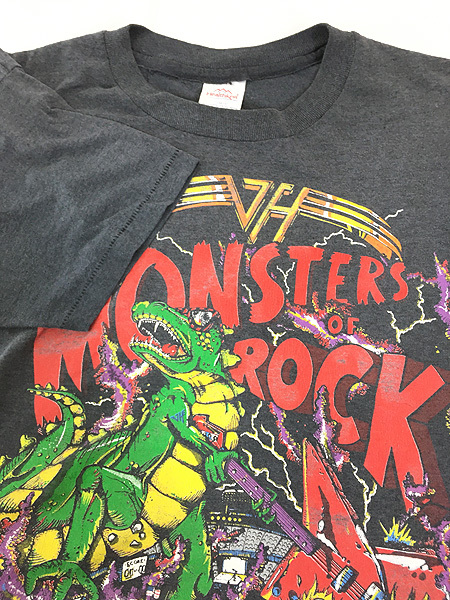 古着 80s USA製 VAN HALEN 「MONSTERS OF ROCK」 ヘヴィ メタル ロック バンド Tシャツ L 古着_画像4