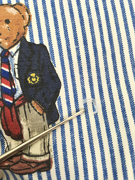  miscellaneous goods old clothes USA made Ralph Lauren Polo Bear Hickory stripe bed sheet fabric FULL old clothes 