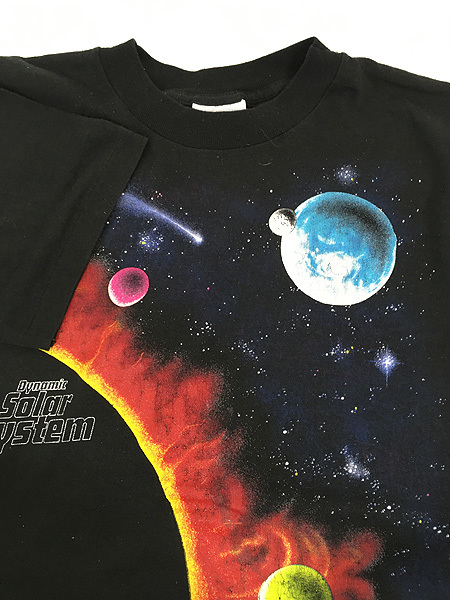 古着 90s USA製 宇宙 惑星 太陽 グラフィック アート Tシャツ S 古着_画像4