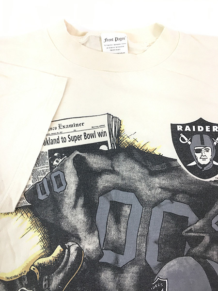 古着 80s USA製 NFL Oakland Raiders レイダース ユニフォーム グラフィック Tシャツ L 古着_画像4