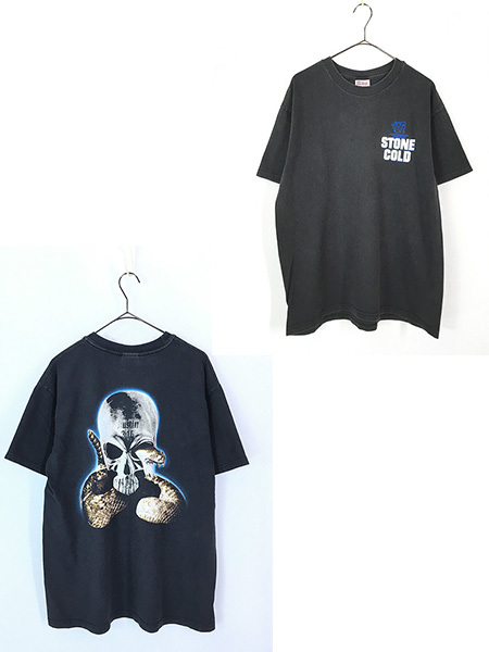 古着 90s WWF STONE COLD 「Steve Austin」 ヘビ スカル プロレス Tシャツ L 古着