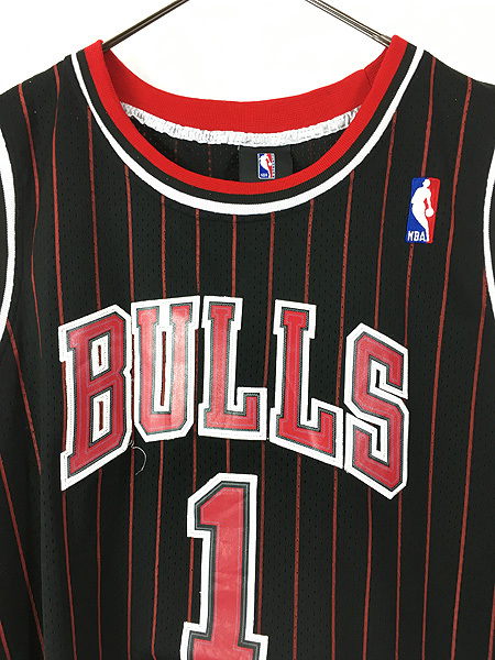  old clothes adidas made NBA Chicago BULLSbruzNo1 [Derrick Rose] stripe mesh tank top XL old clothes 