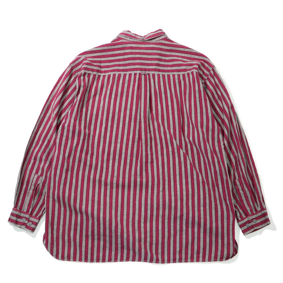 [L] 80s インド綿 ストライプ シャツ ピンク グレー デザイン ボックス 総柄 ボーダー コットン ビンテージ vintage 90s_画像2