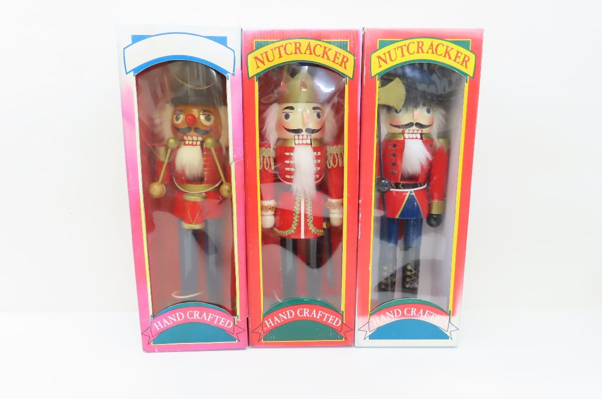 ☆保管品/3体セット☆NUTCRACKER くるみ割り人形 アンティーク ドイツ 民芸品 胡桃 クリスマス 贈物_画像1