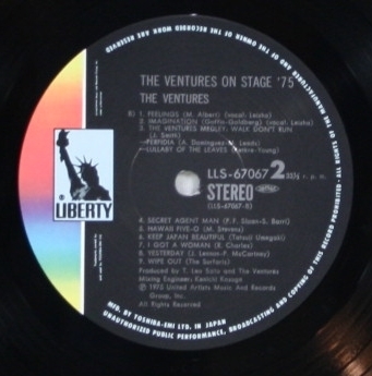 中古LP「THE VENTURES ON STAGE '75 / オン・ステージ」ベンチャーズ_画像4