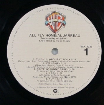 中古LP「ALL FLY HOME / オール・フライ・ホーム」AL JARREAU / アル・ジャロウ　US盤_画像4