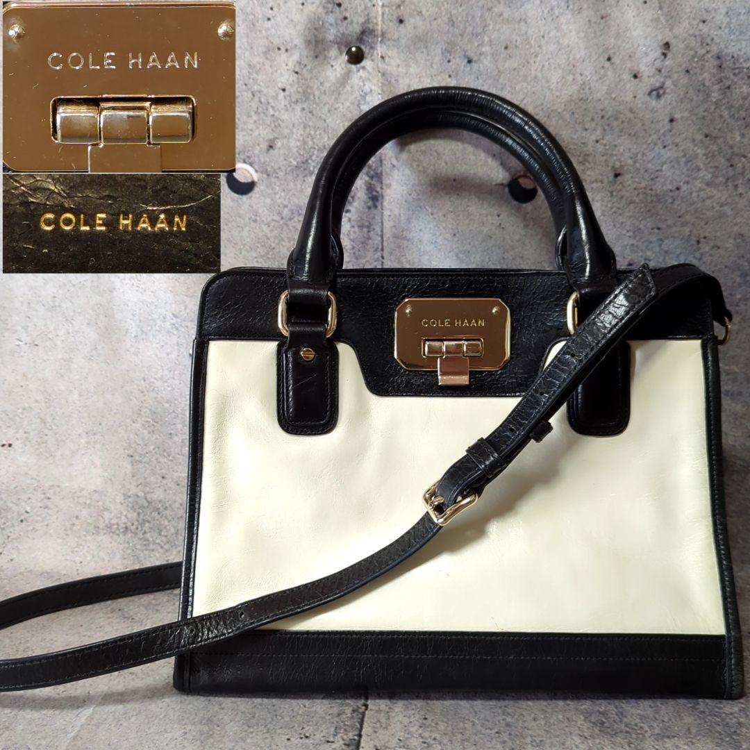 Cole Haan コールハーン トランク ハンドバッグ 2wayショルダーバック バイカラー_画像1