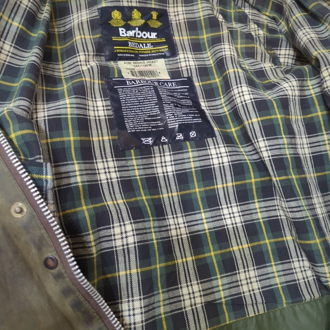 97年製 Barbour バブアー ビデイル Bedale メンズ c44 L相当 オイルドジャケット 英国製 オリーブ ヴィンテージ ビンテージ_画像8