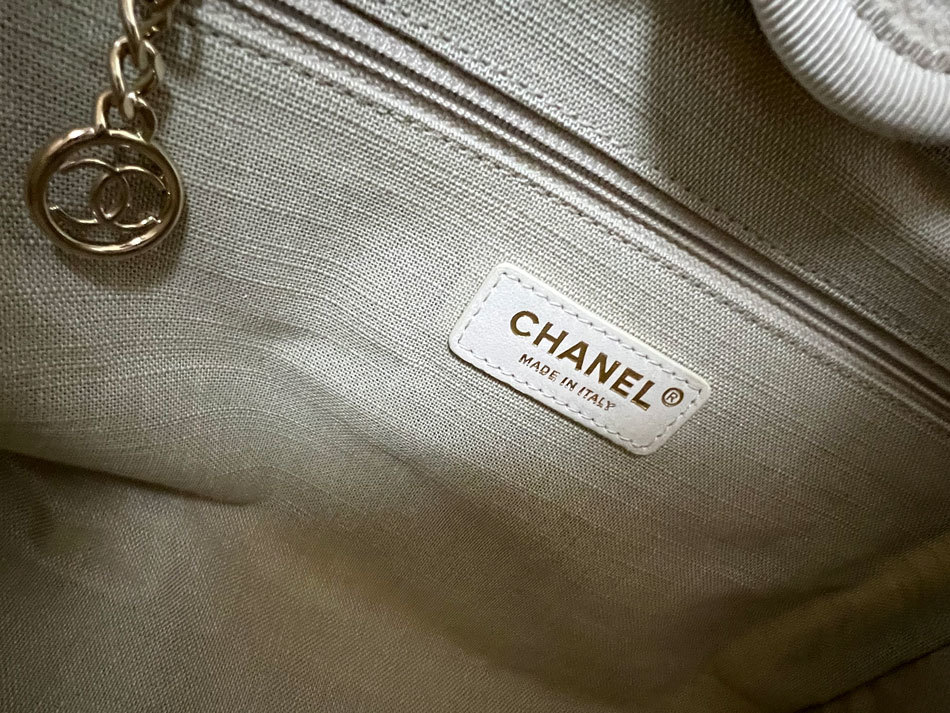 CHANEL シャネル ドーヴィル トートバッグ チェーンショルダーバッグ 2WAY キャンバス ホワイト ゴールド金具 ポーチ ランダムプレート_画像8