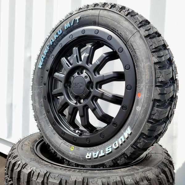 155/65R14 ゴツゴツ マッドタイヤ 14インチ 軽トラ 軽バン 新品 タイヤホイール4本セット マッドスター MT ホワイトレターの画像2