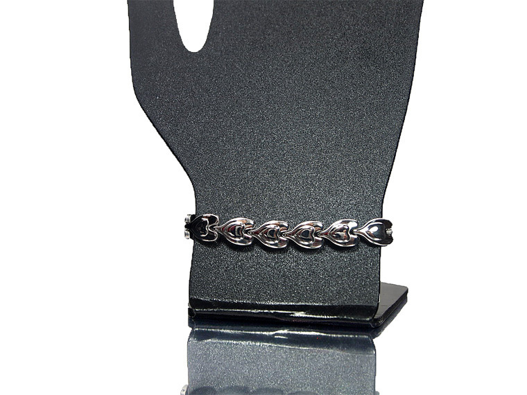  super cheap ~ germanium bracele stainless steel silver Geruma sphere 32 stone Heart design 