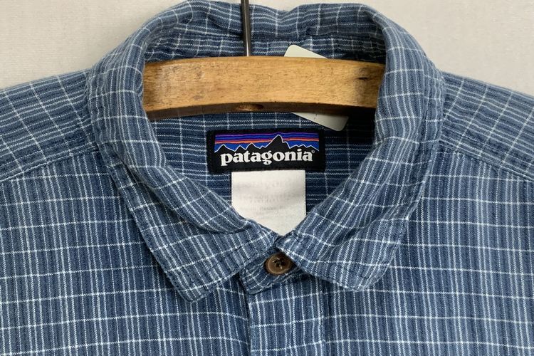 AS-ISグッドスタイル2015sボロペンキ雰囲気patagoniaパタゴニアヘンプコットンチェックシャツSネイビーアメカジストリートアウトドアh23150_画像3