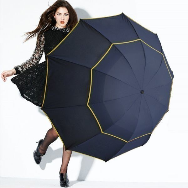 【130cm/ブルー】 二重層 折りたたみ傘 女性用 雨防風 Paraguas ファッション ビジネス アウトドア 強力傘 ブランドビッグ_画像1