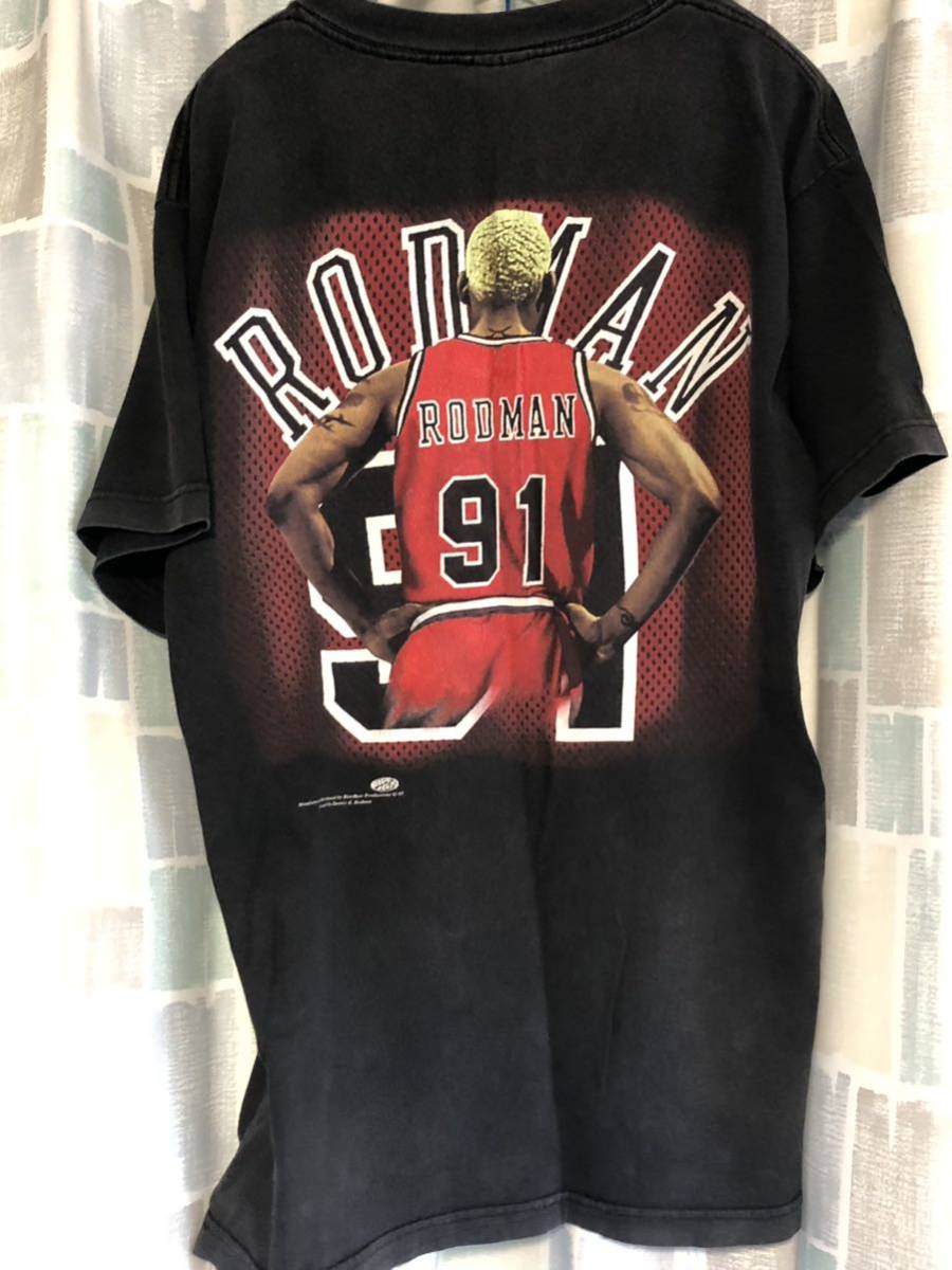 91 ロッドマン RODMAN 1997年製ヴィンテージ Tシャツ 黒色