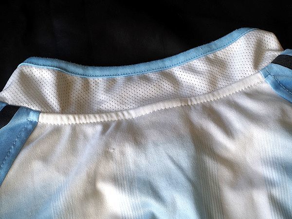 2004年 サッカー アルゼンチン代表 ユニフォーム 長袖ゲームシャツ メンズ メッシュ切替 4XO 白水色 アディダス adidas CLIMA COOL 古着_画像5